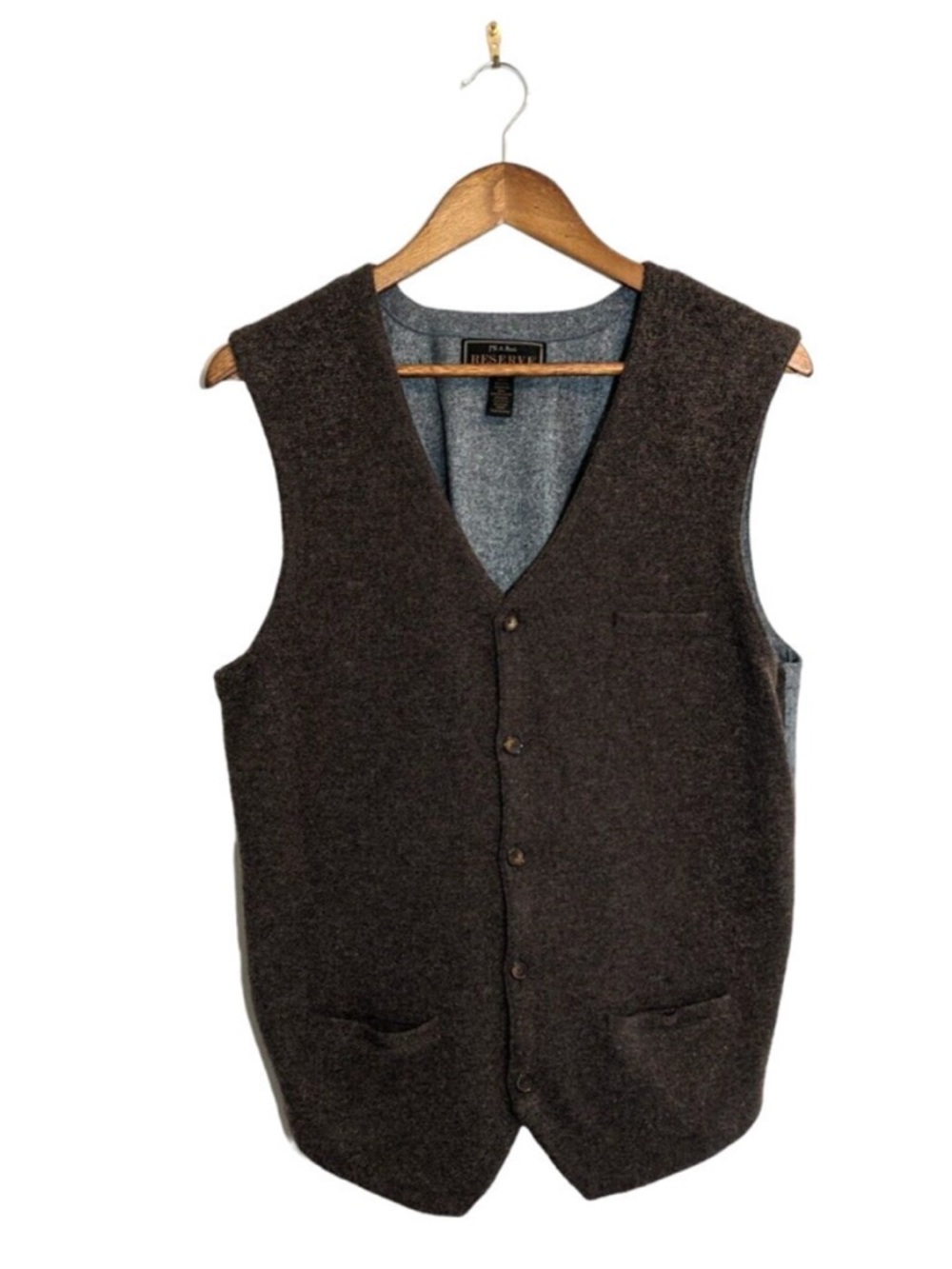 Jos. A. Bank Reserve Dark Brown Wool Blend Button Vest